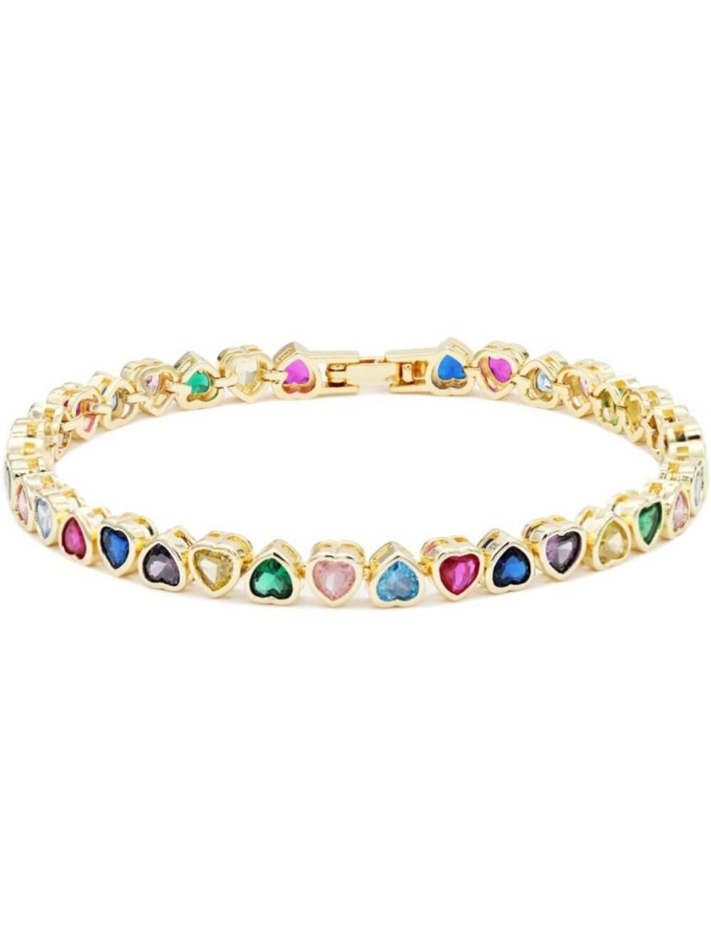 Stunning 7" Tennis Bracelet with Heart-Shaped AAA Cubic Zirconia for Women